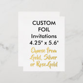 Eigen echte Folie-uitnodigingen GOLD 4,25 x 5,6 in Folie Uitnodiging Briefkaart (Voorkant / Achterkant)