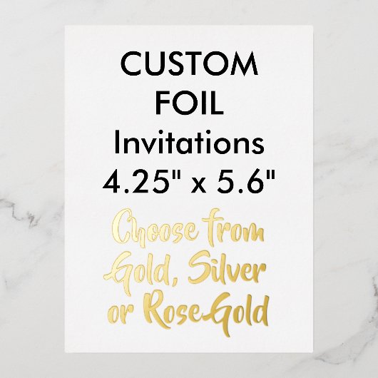 Eigen echte Folie-uitnodigingen GOLD 4,25 x 5,6 in Folie Uitnodiging Briefkaart (Voorkant)