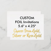 Eigen echte Folie-uitnodigingen GOLD 5,6 x 4,25 in Folie Uitnodiging Briefkaart (Voorkant / Achterkant)
