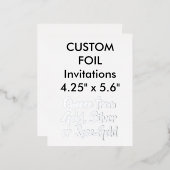 Eigen echte Folie-uitnodigingen SILVER 4,25 x 5,6  Folie Uitnodiging Briefkaart (Voorkant / Achterkant)