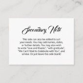 Eigen, eenvoudige doe-het-zelf zwart-wit bruiloft informatiekaartje (Achterkant)