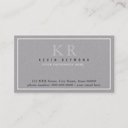 Eigen eenvoudige en minimalistische basis grijze p visitekaartje (Voorkant)