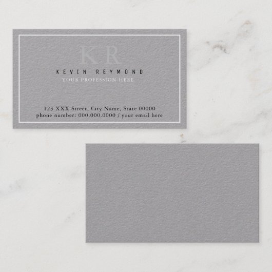 Eigen eenvoudige en minimalistische basis grijze p visitekaartje (Voorkant / Achterkant)