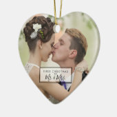 Eigen Eerste Kerstmis als Mr. en Mrs. Foto Keramisch Ornament (Links)