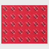Eigen elegant rood monogram kerst cadeaupapier (Vlak)