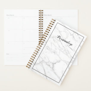 Eigen elegante witte marmer goudspiraal planner