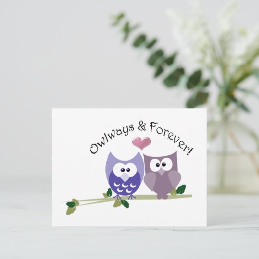 Eigen en eeuwig! Ontwerp van Cute Owl Briefkaart (Staand voorkant)