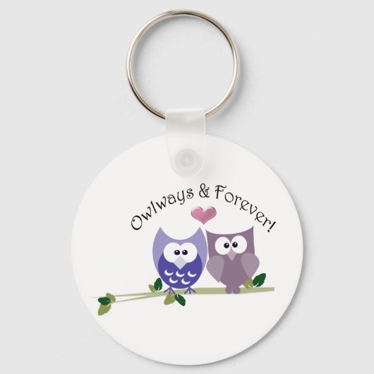 Eigen en eeuwig! Ontwerp van Cute Owl Sleutelhanger (Voorkant)