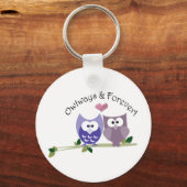 Eigen en eeuwig! Ontwerp van Cute Owl Sleutelhanger (Voorkant)