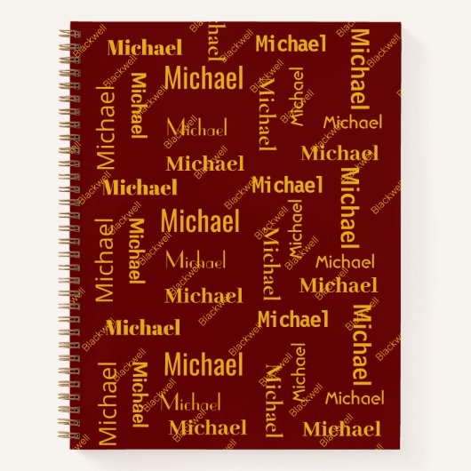 Eigen en goudhoudende voornaam en achternaam notitieboek (Voorkant)