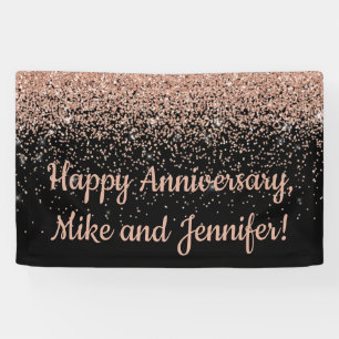 Eigen Enterprise Jubileum Party Black Roos Gold Spandoek