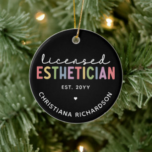 Eigen estheticiaanse cosmetoloog met licentie keramisch ornament