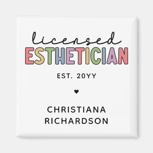 Eigen estheticiaanse cosmetoloog met licentie magneet (Voorkant)