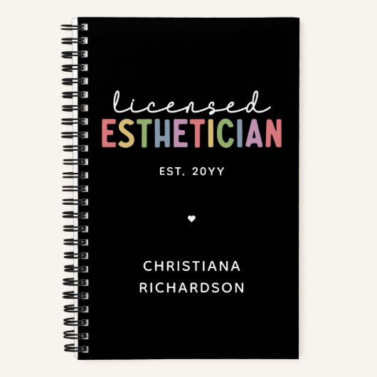 Eigen estheticiaanse cosmetoloog met licentie notitieboek (Voorkant)