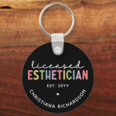 Eigen estheticiaanse cosmetoloog met licentie sleutelhanger (Voorkant)