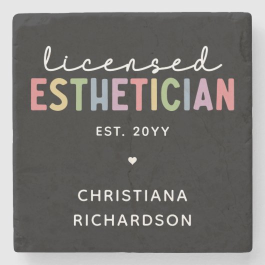 Eigen estheticiaanse cosmetoloog met licentie stenen onderzetter (Voorkant)