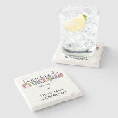 Eigen estheticiaanse cosmetoloog met licentie stenen onderzetter (Zijkant)