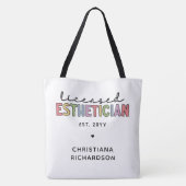 Eigen estheticiaanse cosmetoloog met licentie tote bag (Achterkant)