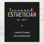 Eigen estheticiaanse cosmetoloog met licentie wijn etiket (Enkel label)