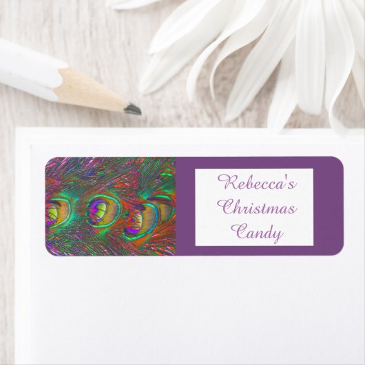 Eigen etiket kersttinsel Peacock (Insitu)