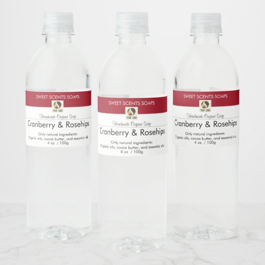 Eigen Etiket op de rode zeepbalk van Logo toevoege (Flessen)