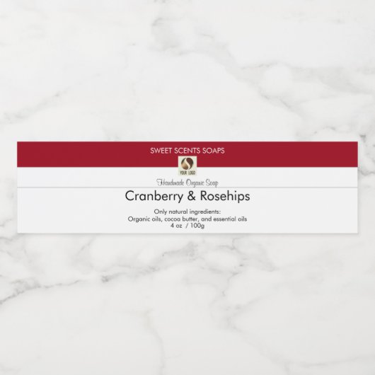 Eigen Etiket op de rode zeepbalk van Logo toevoege (Enkel label)