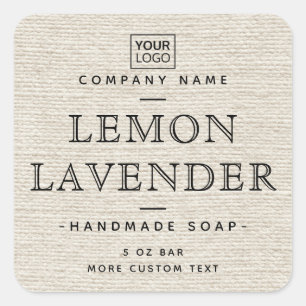 Eigen etiketten van logo lichtgele vierkante linne