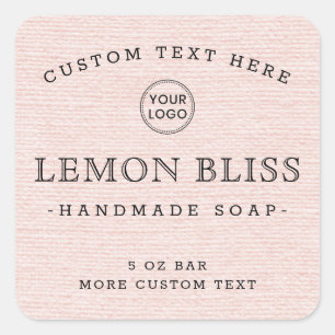 Eigen etiketten van logo-vierkante donkerroze linn