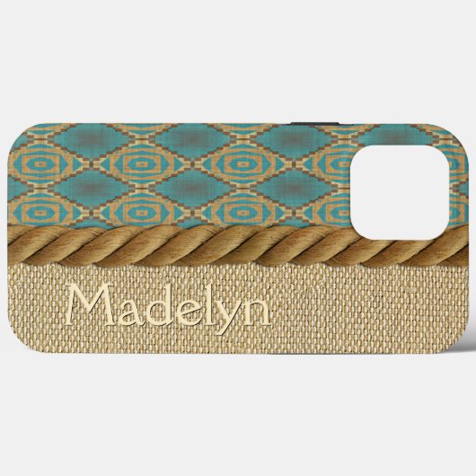 Eigen etnische Turquoise Blauwgroen bruin mozaïekp Case-Mate iPhone Case (Achterkant (horizontaal))