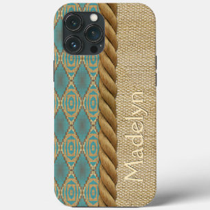 Eigen etnische Turquoise Blauwgroen bruin mozaïekp Case-Mate iPhone Case