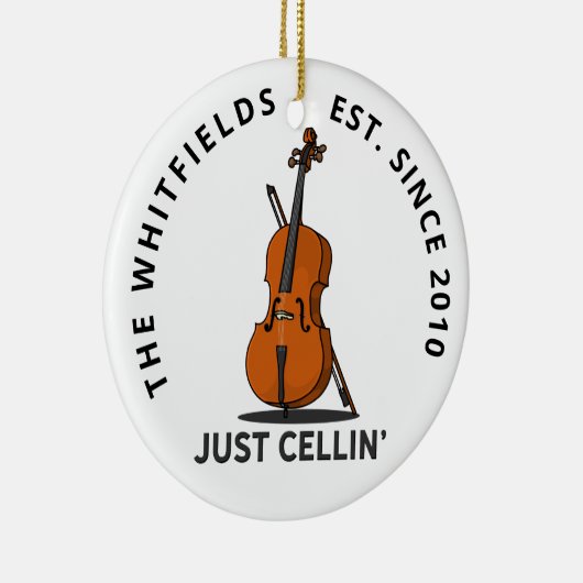 Eigen familie enkel Cellin Cello Fiddle Musician Keramisch Ornament (Rechts)