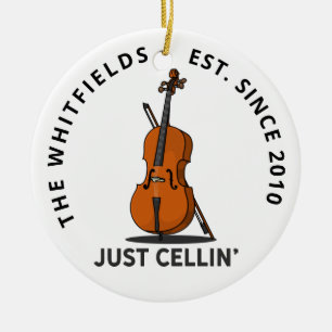 Eigen familie enkel Cellin Cello Fiddle Musician Keramisch Ornament