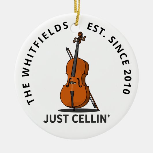 Eigen familie enkel Cellin Cello Fiddle Musician Keramisch Ornament (Voorkant)
