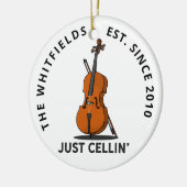 Eigen familie enkel Cellin Cello Fiddle Musician Keramisch Ornament (Links)