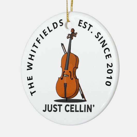 Eigen familie enkel Cellin Cello Fiddle Musician Keramisch Ornament (Links)