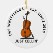 Eigen familie enkel Cellin Cello Fiddle Musician Keramisch Ornament (Achterkant)