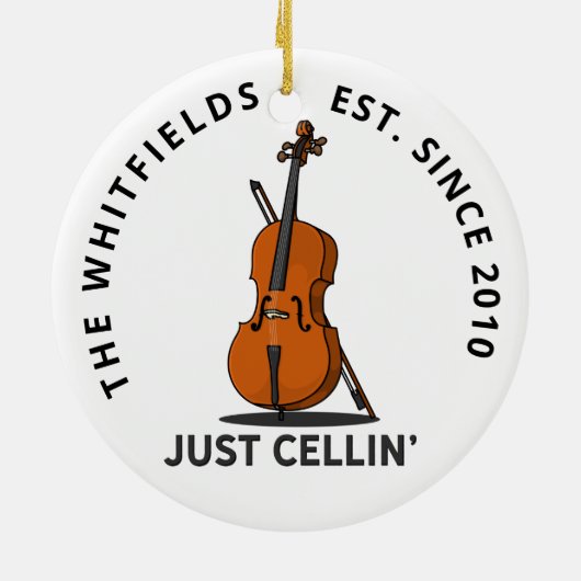 Eigen familie enkel Cellin Cello Fiddle Musician Keramisch Ornament (Achterkant)