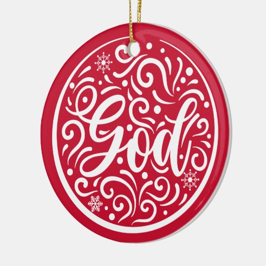 Eigen familie: kerstfeestdag Religieuze Rood Keramisch Ornament (Links)