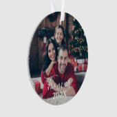 Eigen familiefoto kerstmis | Manuscript & Jaar Orn Ornament (voorkant)