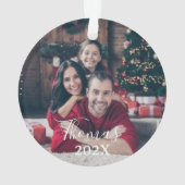 Eigen familiefoto kerstmis | Manuscript & Jaar Orn Ornament (achterkant)