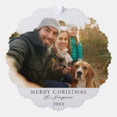Eigen familiefoto kerstmis ornament kaart (Voorkant)