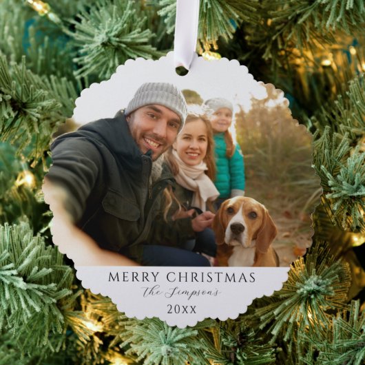 Eigen familiefoto kerstmis ornament kaart (Insitu (Drie))