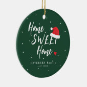 Eigen familiefoto naam thuiszoet kerstkerkerkerker keramisch ornament (Rechts)