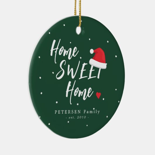 Eigen familiefoto naam thuiszoet kerstkerkerkerker keramisch ornament (Rechts)