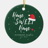 Eigen familiefoto naam thuiszoet kerstkerkerkerker keramisch ornament (Voorkant)