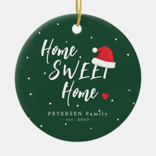 Eigen familiefoto naam thuiszoet kerstkerkerkerker keramisch ornament (Voorkant)