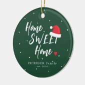 Eigen familiefoto naam thuiszoet kerstkerkerkerker keramisch ornament (Links)