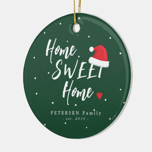 Eigen familiefoto naam thuiszoet kerstkerkerkerker keramisch ornament (Links)