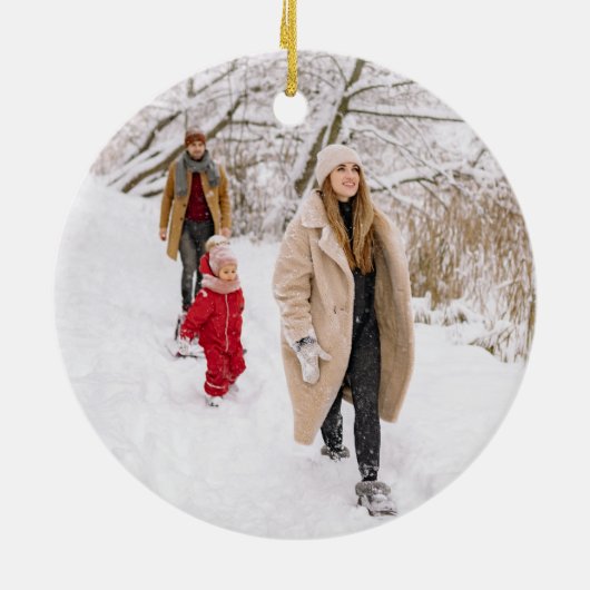 Eigen familiefoto naam thuiszoet kerstkerkerkerker keramisch ornament (Achterkant)