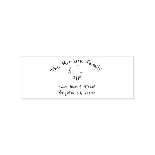 Eigen familienaam Adres Fun Script Rubberstempel (Afrduk)